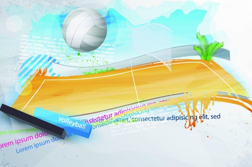 801x532 Free Elegant Abstract Volleyball Court Background Vector