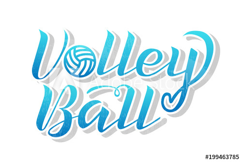 500x335 Volleyball Blue Gradient Lettering On White Background, Vector