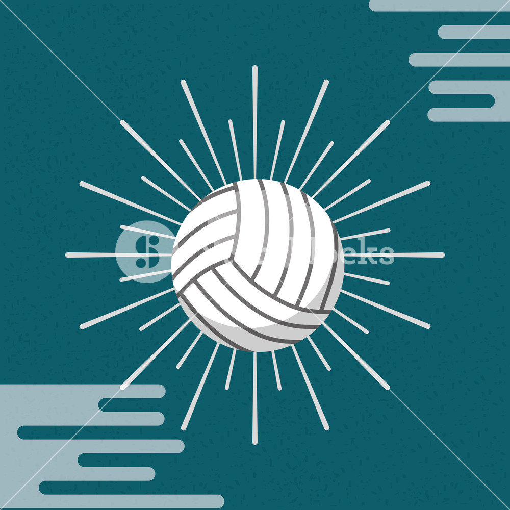 1000x1000 Ball Sport Volleyball Sunburst Color Background Vector