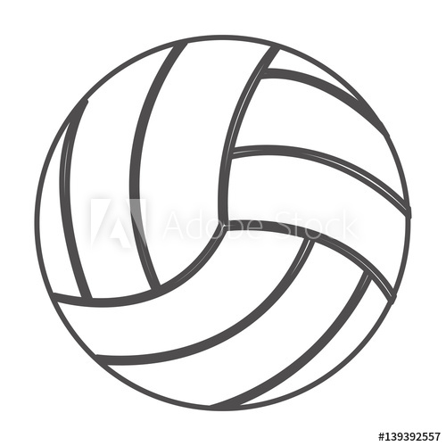 Grayscale Contour With Volleyball Ball Vector Illustration 500x500 Grayscale Contour With Volleyball Ball Vector Illustration