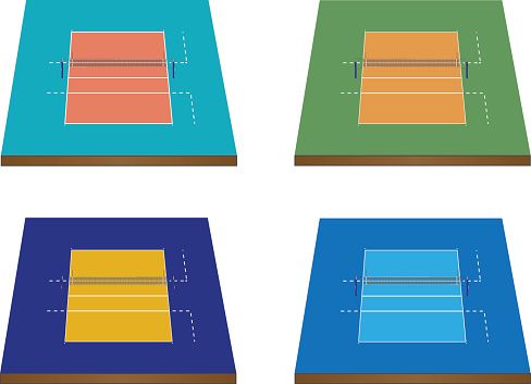 488x353 Silhouette Of A Volleyball Court Clip Art, Vector Images