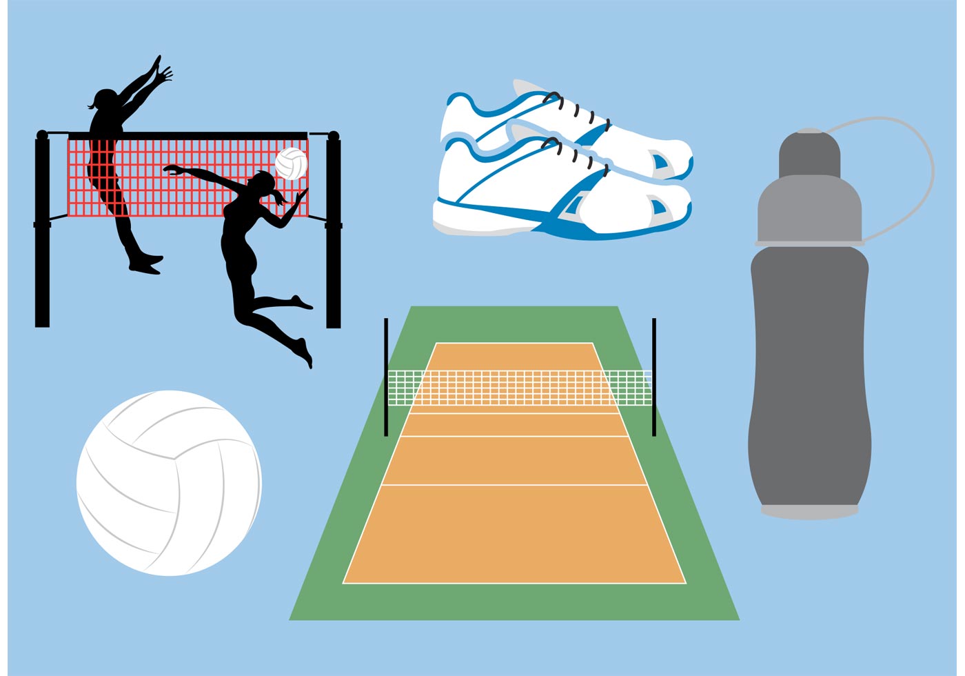 1400x980 Volleyball Court Free Vector Art