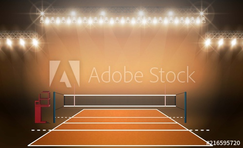 500x305 Volleyball Court Arena Field With Bright Stadium Lights Design