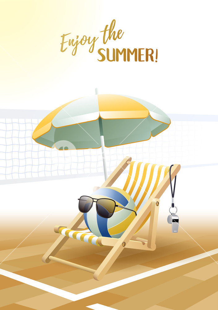 705x1000 Enjoy The Summer! Sports Card Volleyball Ball With Sunglasses