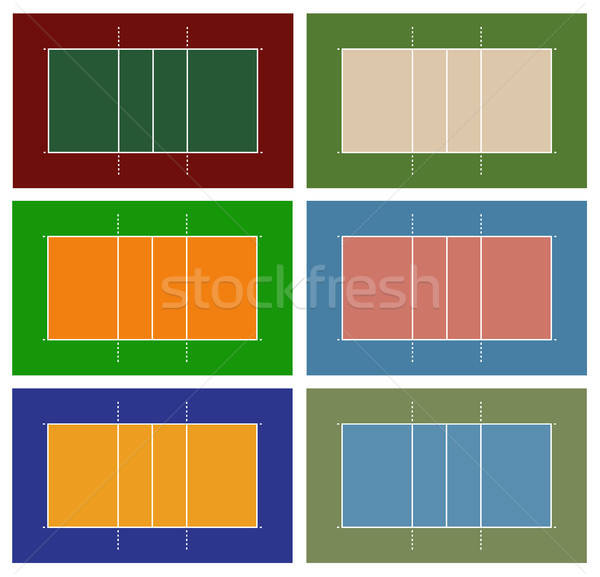 600x577 Illustration Of Different Volleyball Court Vector Illustration