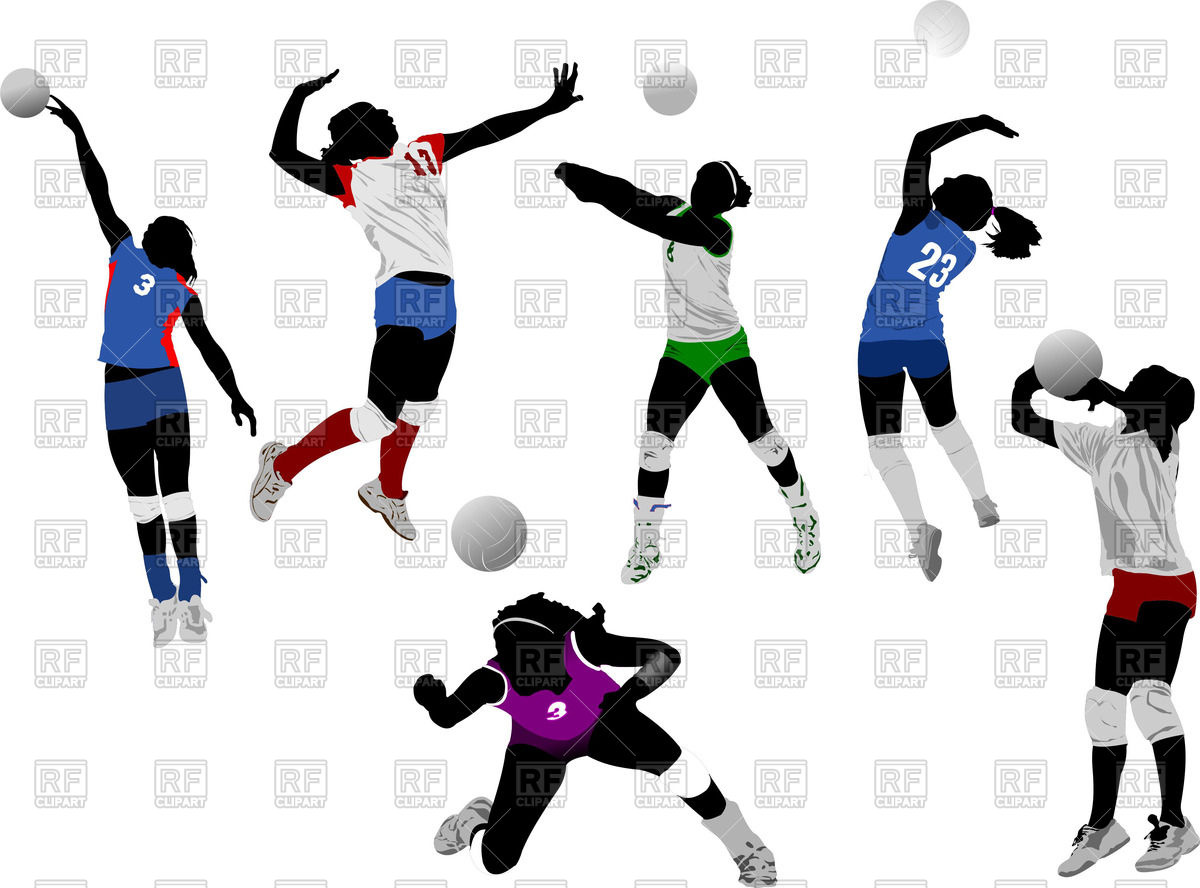 Set Of Colorful Silhouettes Of Volleyball Women Players Vector 1200x888 Set Of Colorful Silhouettes Of Volleyball Women Players Vector