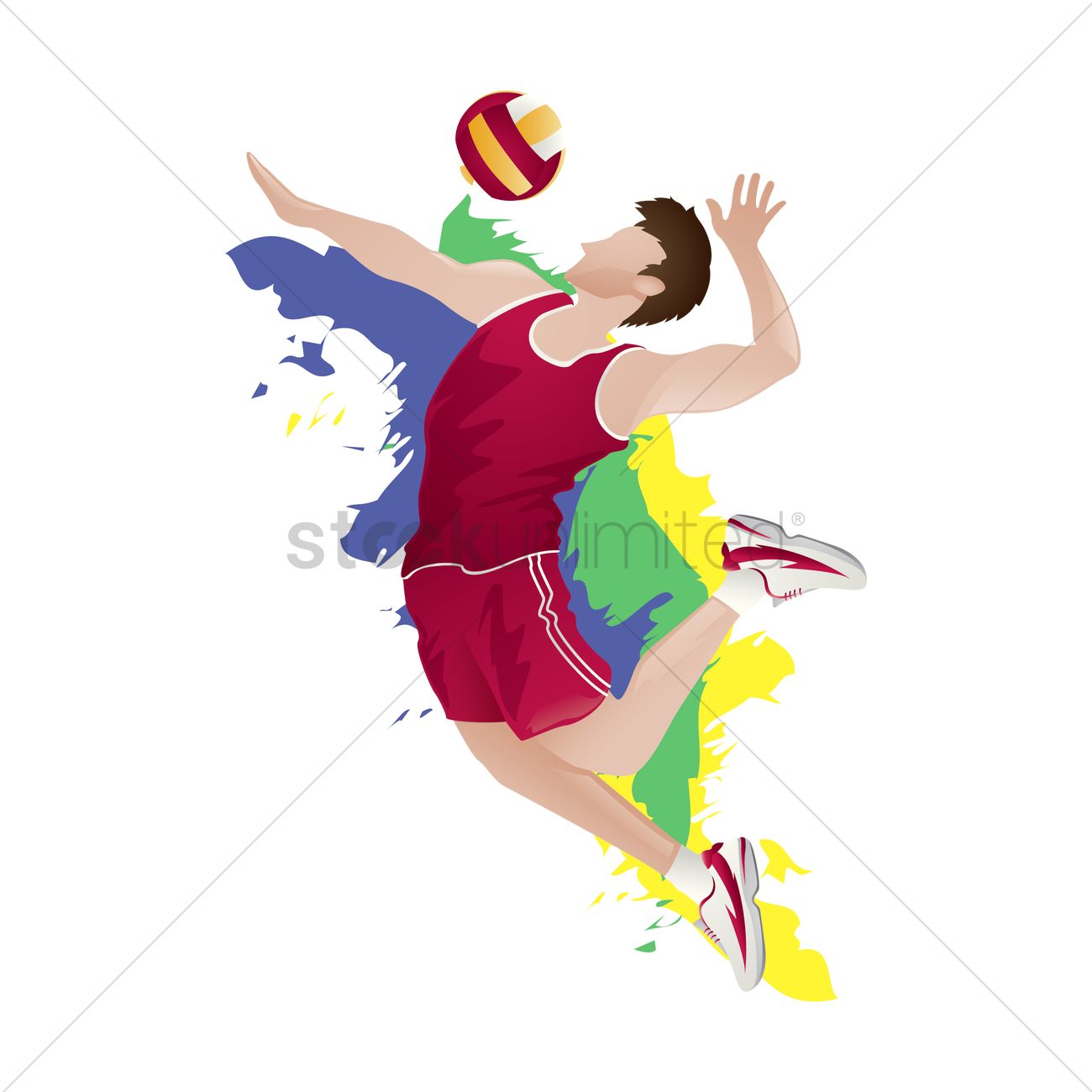 Volleyball Player In Action Vector Image 1300x1300 Volleyball Player In Action Vector Image
