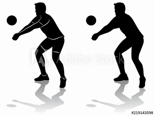 Silhouette Of A Volleyball Player Vector Draw 500x375 Silhouette Of A Volleyball Player Vector Draw