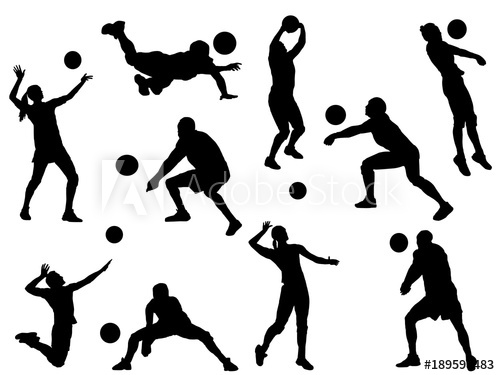 500x375 Set Of Volleyball Silhouette