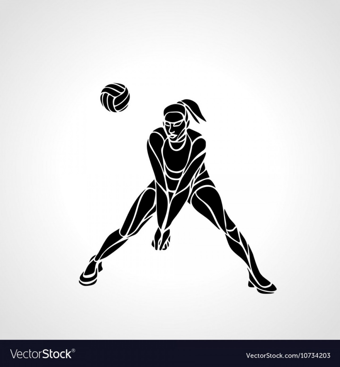 1440x1555 Woman Volleyball Player Silhouette Passing Ball Vector Wallkeeper