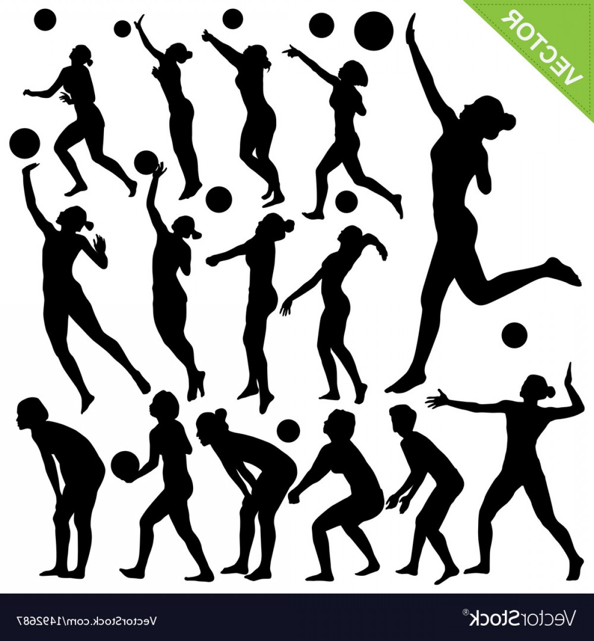 1200x1296 Women Beach Volleyball Silhouettes Vector Newwaysys