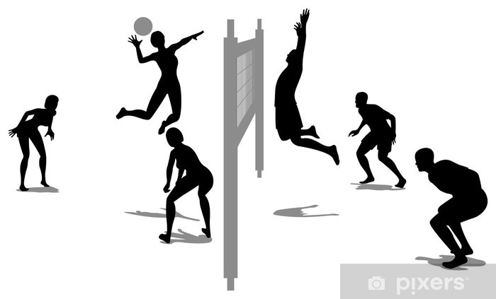 700x423 Volleyball Game Silhouette Vector Sticker