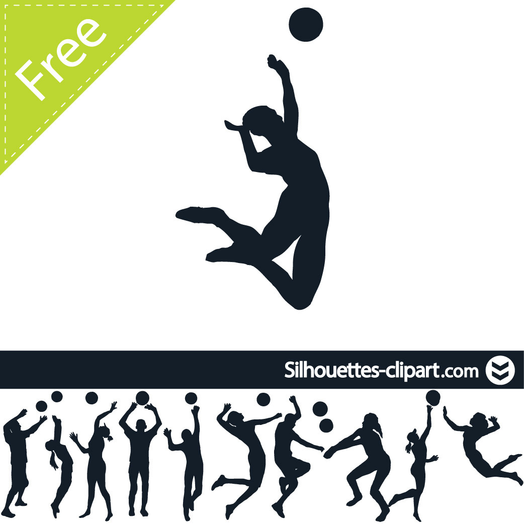 1042x1042 Male Female Volleyball Player Pack Silhouette Vector