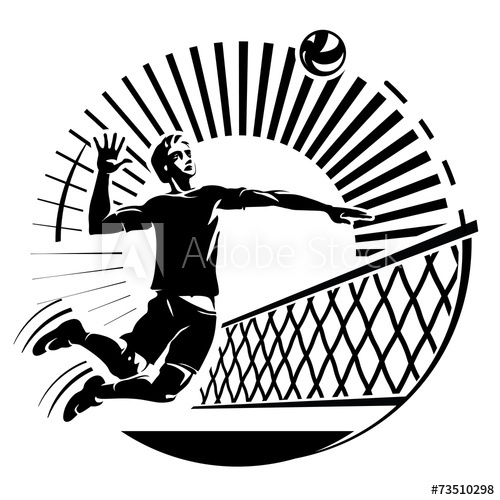 500x500 Volleyball Vector Illustration In The Engraving Style