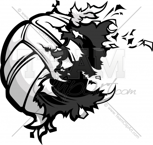 590x557 Exploding Volleyball Vector Clipart Image
