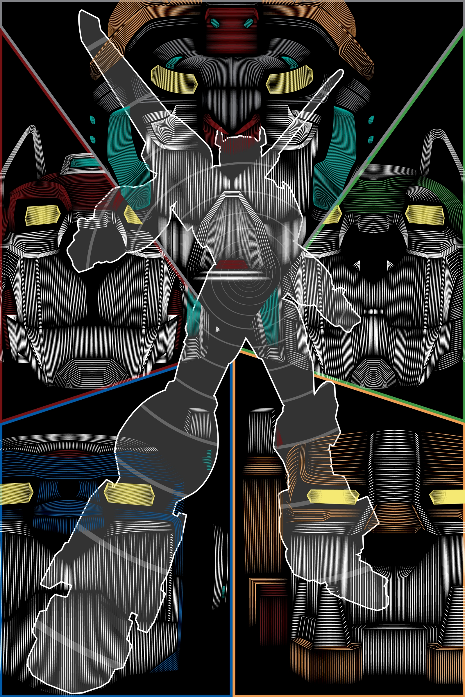 1600x2400 Voltron Legendary Defender Vector Line Poster
