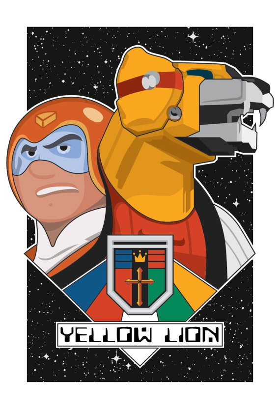 570x833 Voltron Vector Lion Pilot Print Yellow Lion And Pilot Hunk