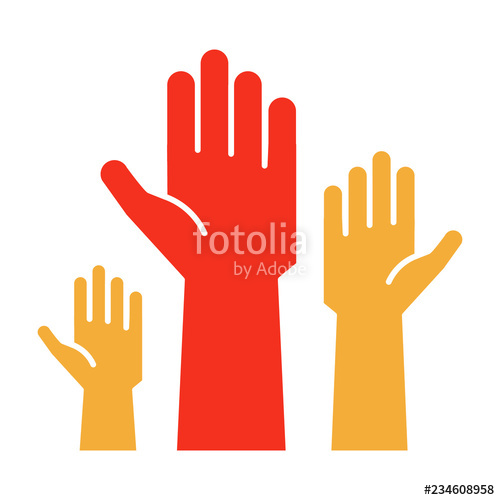 500x500 Raised Hands Volunteering To Help A Good Cause Vector Trendy Flat