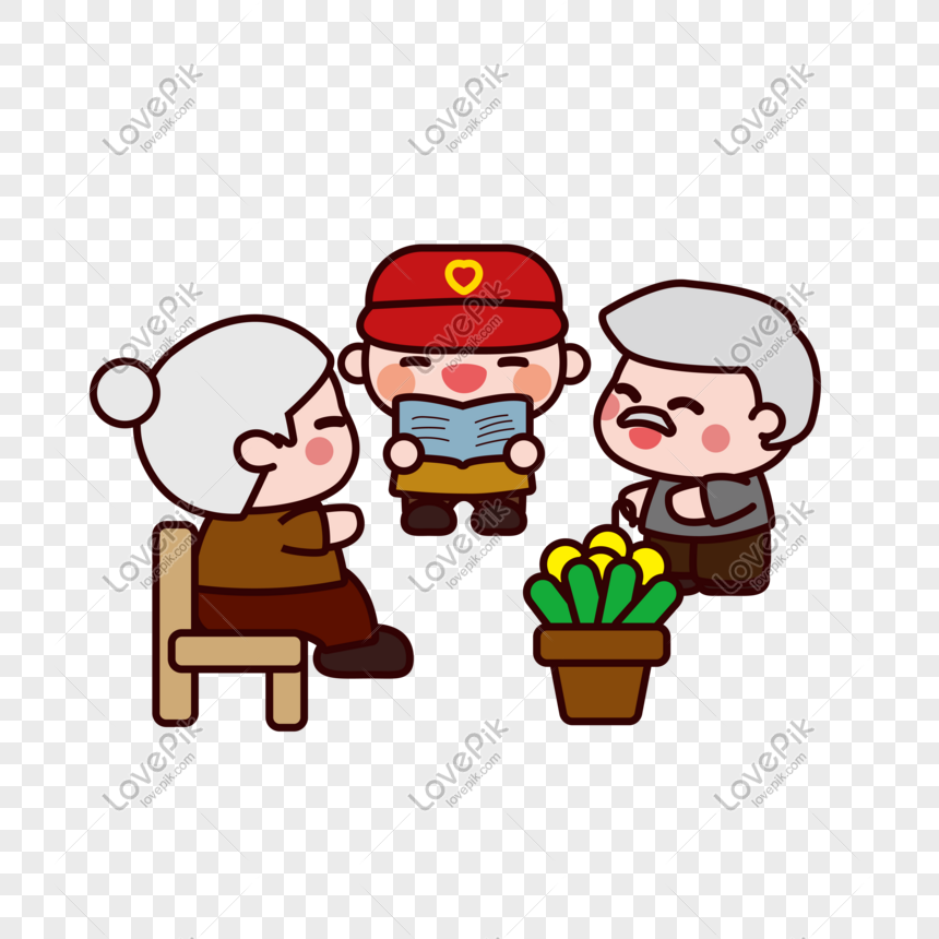 860x860 Cartoon Caring Elderly Volunteer Vector Illustration Png