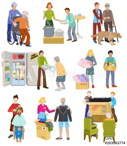 435x500 Charity Vector Volunteer People Caring Elderly Disabled Or Blind