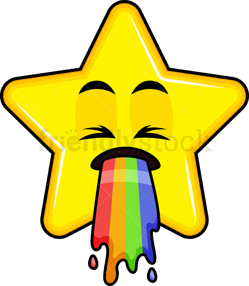 872x1000 Rainbow Vomit Star Emoji Cartoon Clipart Vector