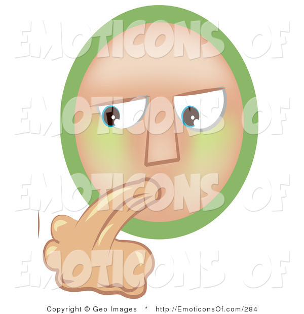 600x620 Clip Art Vector Of A Grossed Out Beige And Green Emoticon Smiley