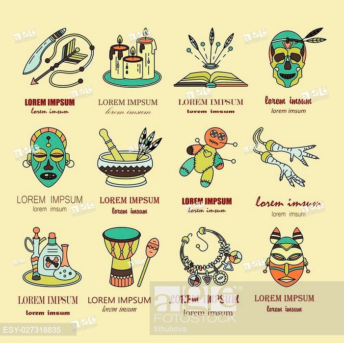 701x700 Voodoo African And American Magic Vector Logo Line Icons