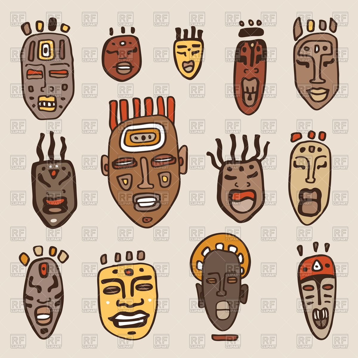 1200x1200 African Ethnic Voodoo Masks Vector Image Of Objects Katyau