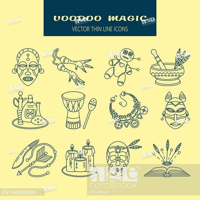 701x700 Voodoo African And American Magic Vector Line Icons Voodoo Doll