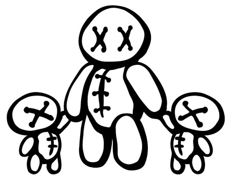 450x354 Voodoo Doll With Two Children Stencil Black, Vector Illustration