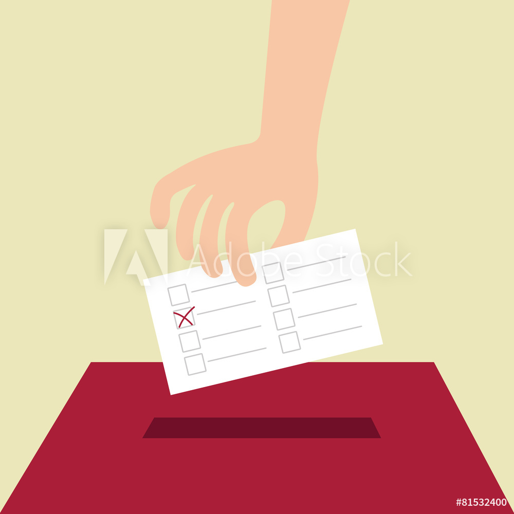 1000x1000 Photo Art Print Vote Ballot With Box Vector Illustration, Flat