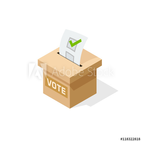 500x500 Voting Box Vector Illustration With Inserting Paper Sheet