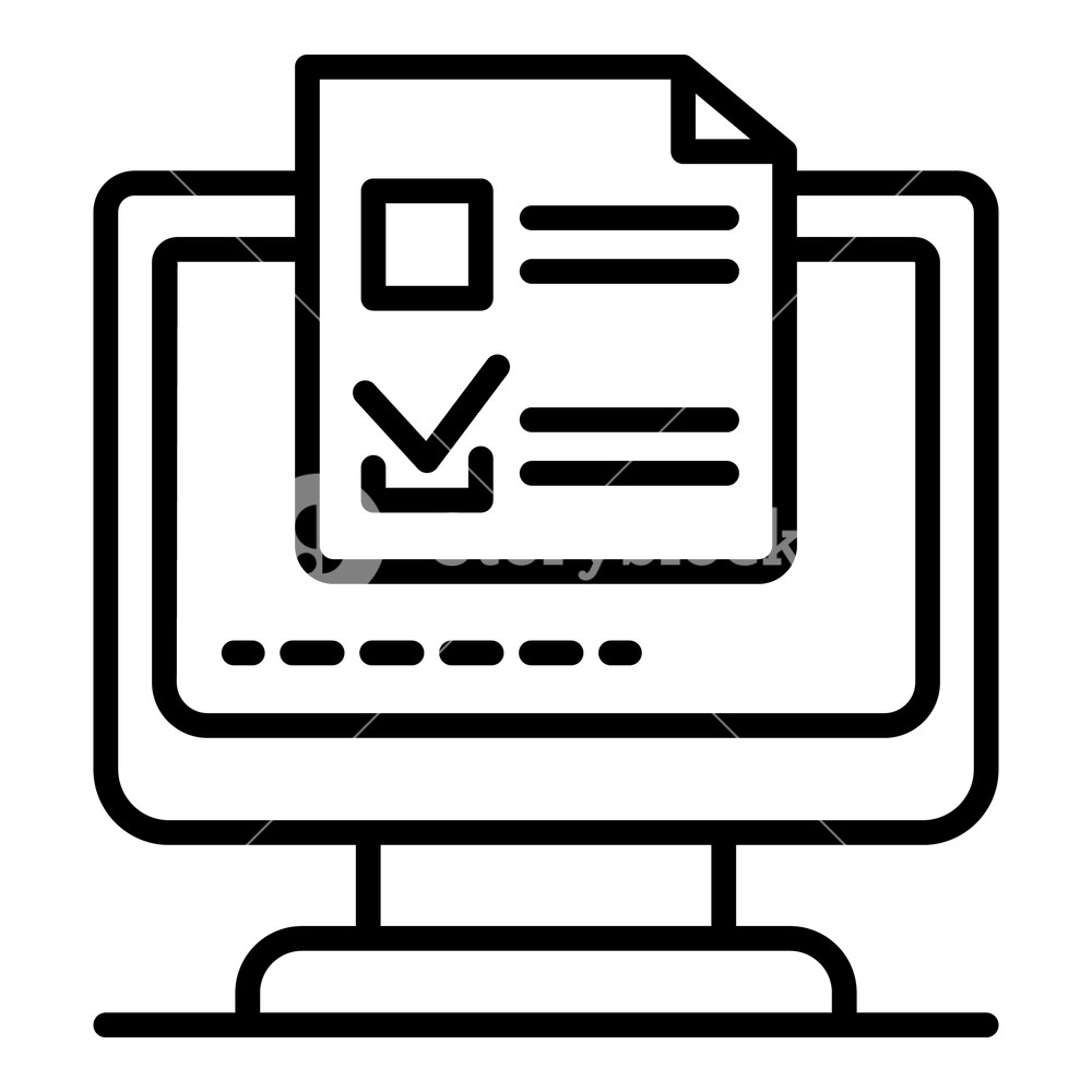 1000x1000 Online Monitor Vote Icon Outline Online Monitor Vote Vector Icon