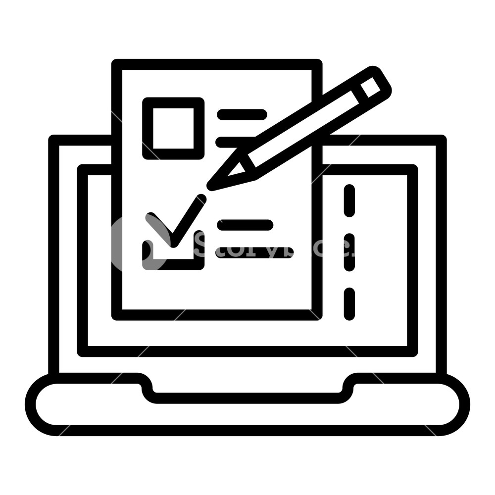 1000x1000 Online Pencil Check Vote Icon Outline Online Pencil Check Vote