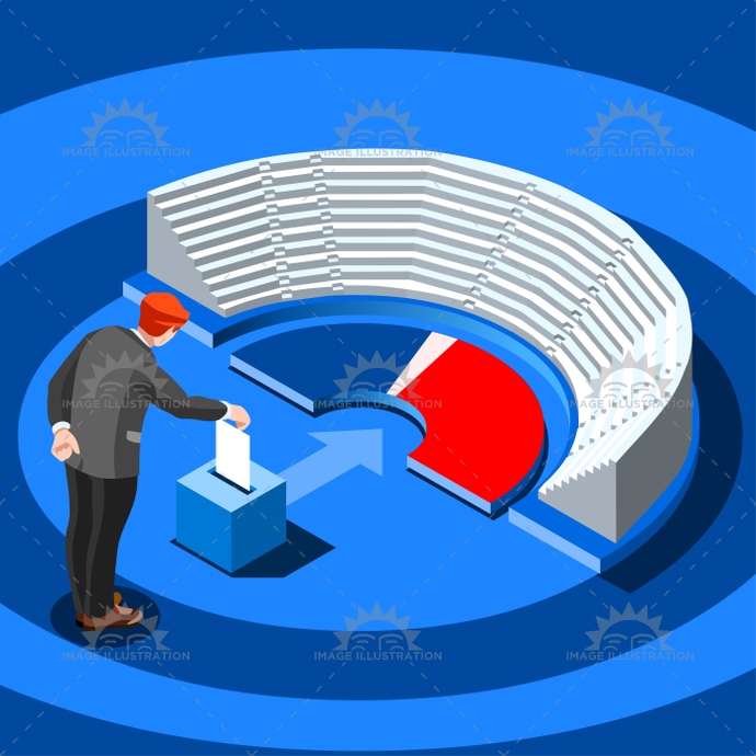 690x690 Election Infographic Parliament Vote Vector Isometric People