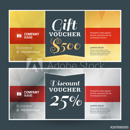 500x500 Golden And Silver Gift Voucher Vector Design Print Template Gift
