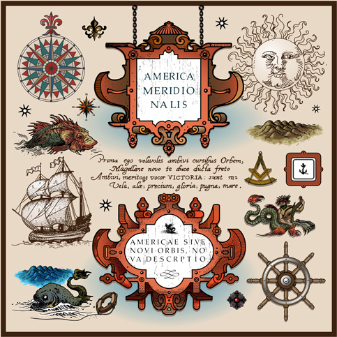 Ancient Voyage Elements With Maps Vector Free Vector 483x483 Ancient Voyage Elements With Maps Vector Free Vector