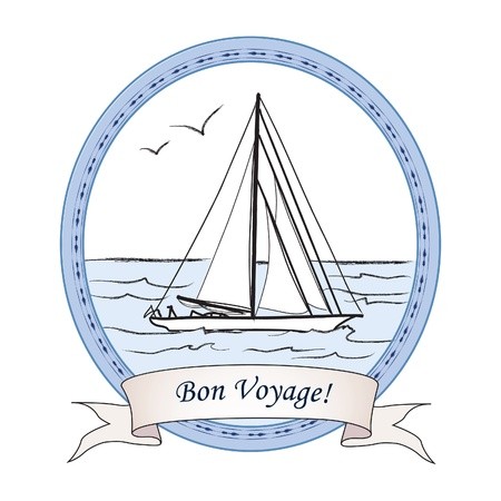 Vintage Travel Card Yacht In Ocean Label With Lettering Bon Voyage 450x450 Vintage Travel Card Yacht In Ocean Label With Lettering Bon Voyage