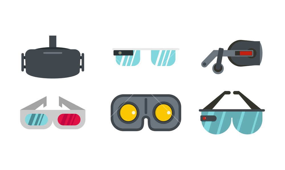 1000x595 Vr Glasses Icon Set Flat Set Of Vr Glasses Vector Icons For Web