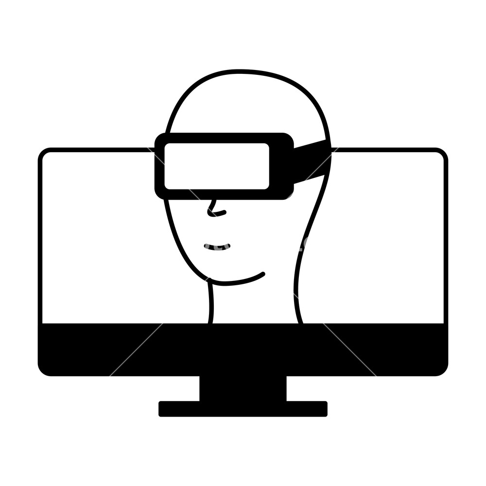 1000x1000 Computer Avatar Vr Glasses Video Game Vector Illustration Royalty