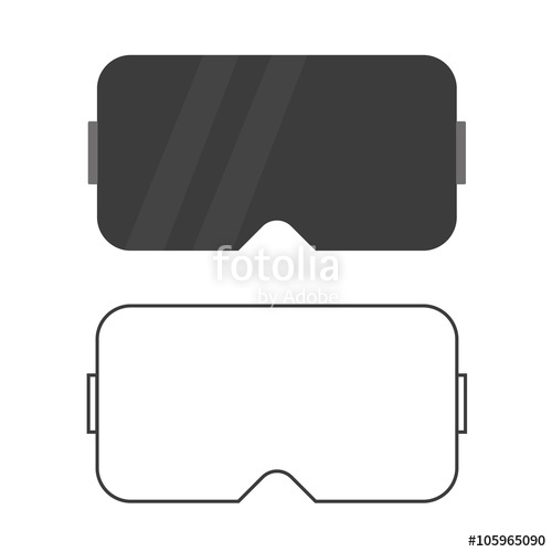 500x500 Flat Design, Outline Virtual Reality Glasses Icons Isolated