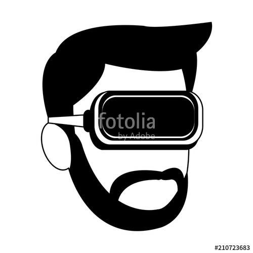500x500 Man With Vr Glasses Vector Illustration Graphic Design Stock