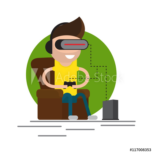 500x500 Vr Gaming Man Sitting In An Armchair And Playing Using Vr Headset