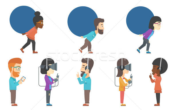 600x385 Vector Set Of Businessmen And People In Vr Headset Vector