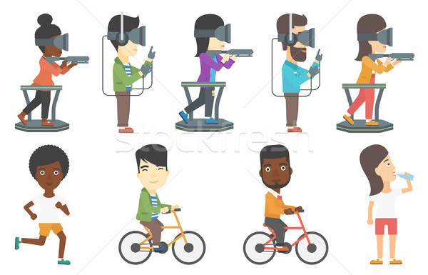 600x385 Vector Set Of Sportsmen And People In Vr Headset Vector
