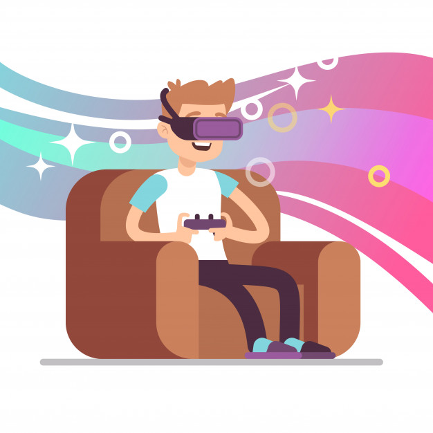 626x626 Virtual Reality Gaming Vector Concept With Guy Playing With Vr