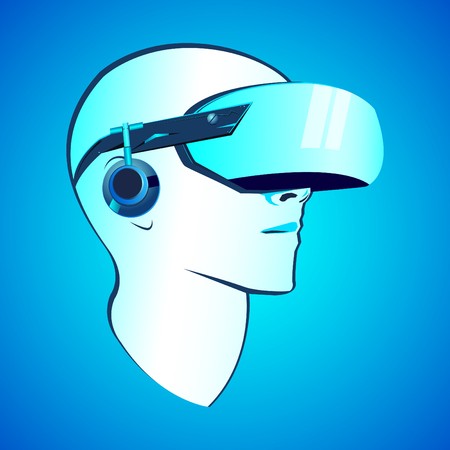 450x450 Virtual Reality Headset Vector Modern Illustration, Vr Goggles