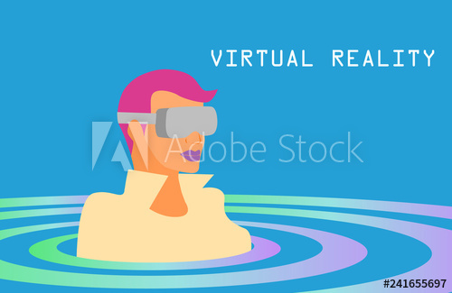 500x325 Woman Wearing A Vr Headset Vector With Virtual Reality Text