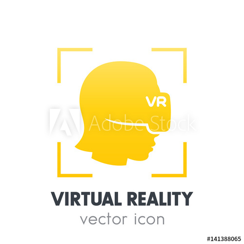 500x500 Virtual Reality Icon On White, Girl In Vr Headset, Vector