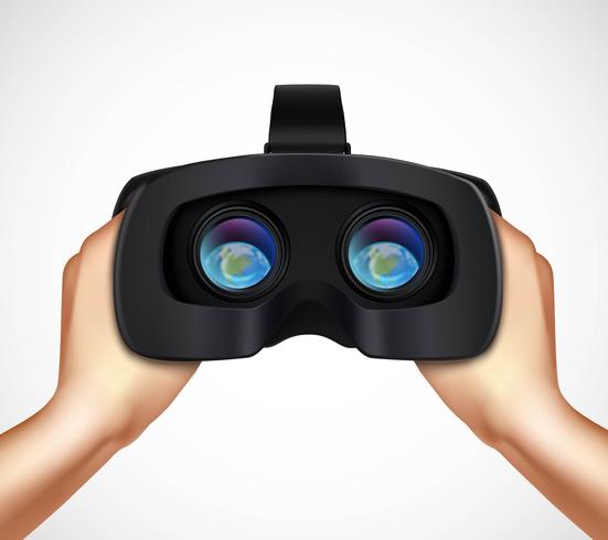551x490 Hands Holding Vr Headset Realistic Image Vector